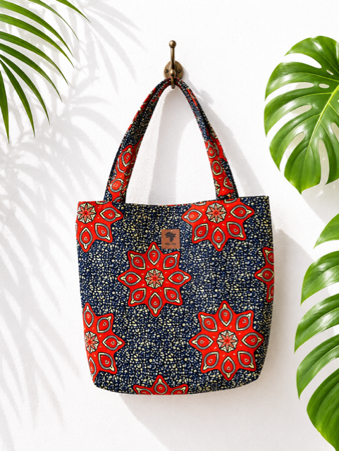 Amara kitenge beach bag by Nguvu, handmade in Tanzania, detail view