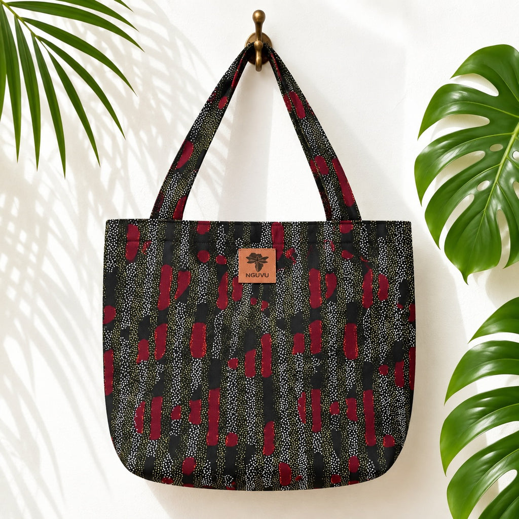 Tisa kitenge beach bag by Nguvu, handmade in Tanzania, detail view