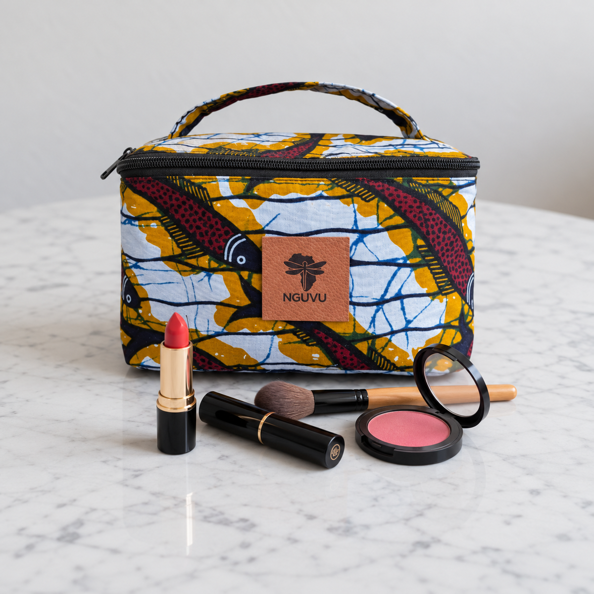 Bahari kitenge toiletry bag by Nguvu, handmade in Tanzania