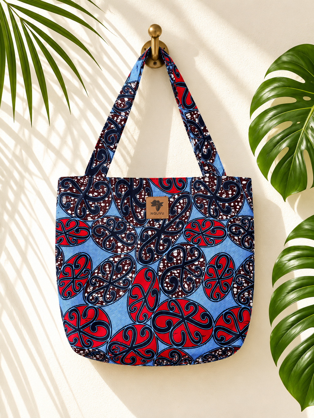 Zawadi kitenge beach bag by Nguvu, handmade in Tanzania, detail view