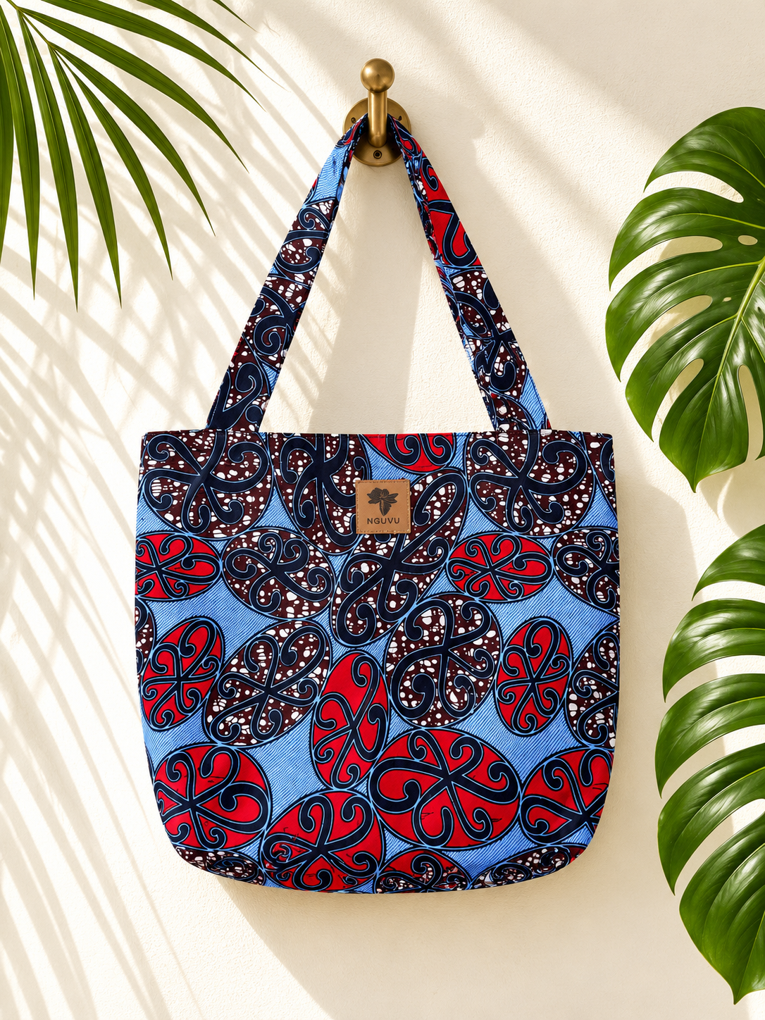Zawadi kitenge beach bag by Nguvu, handmade in Tanzania, detail view
