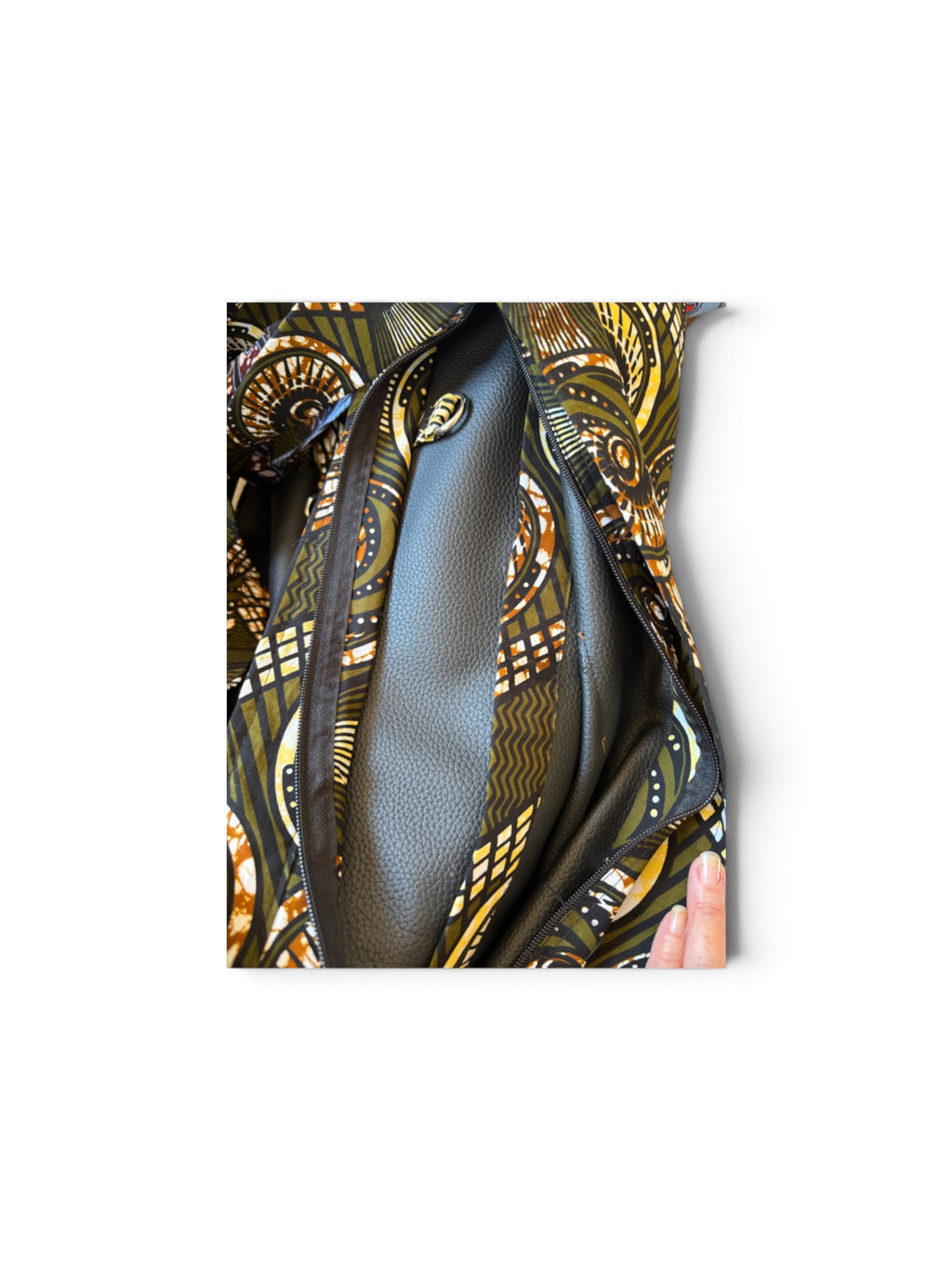 Kivuli kitenge beach bag by Nguvu, handmade in Tanzania, detail view