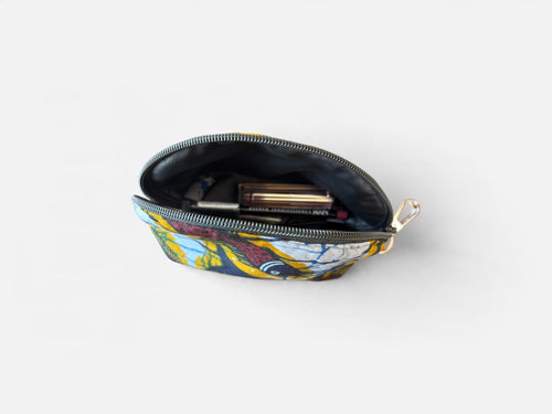 Bahari kitenge pouch by Nguvu, handmade in Tanzania, detail view