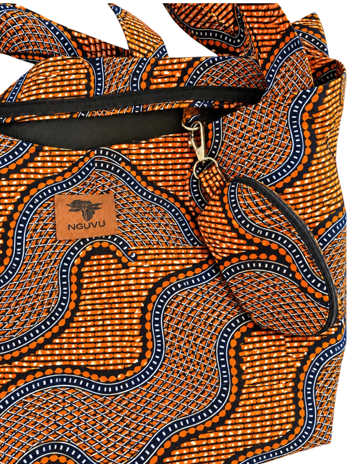 Nia kitenge pouch by Nguvu, handmade in Tanzania, detail view