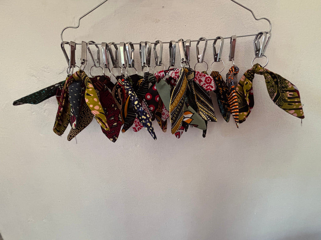 Kitenge keychain by Nguvu, handmade in Tanzania, detail view