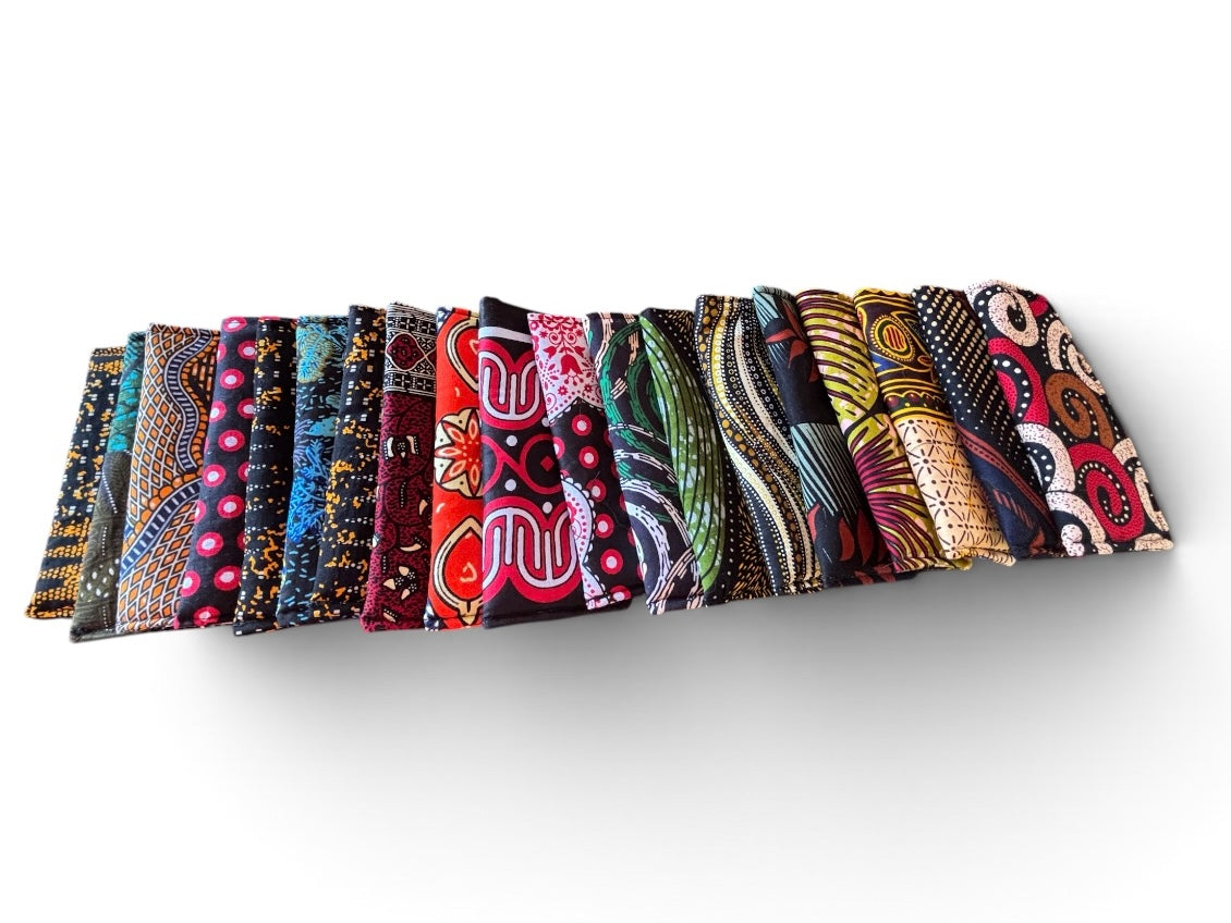 Kitenge sunglasses case by Nguvu, handmade in Tanzania, detail view