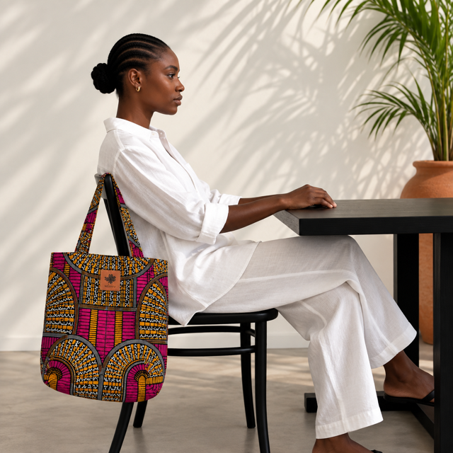 Jumba kitenge shopper bag by Nguvu, handmade in Tanzania, detail view