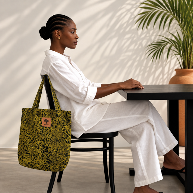 Chui kitenge shopper bag by Nguvu, handmade in Tanzania, detail view